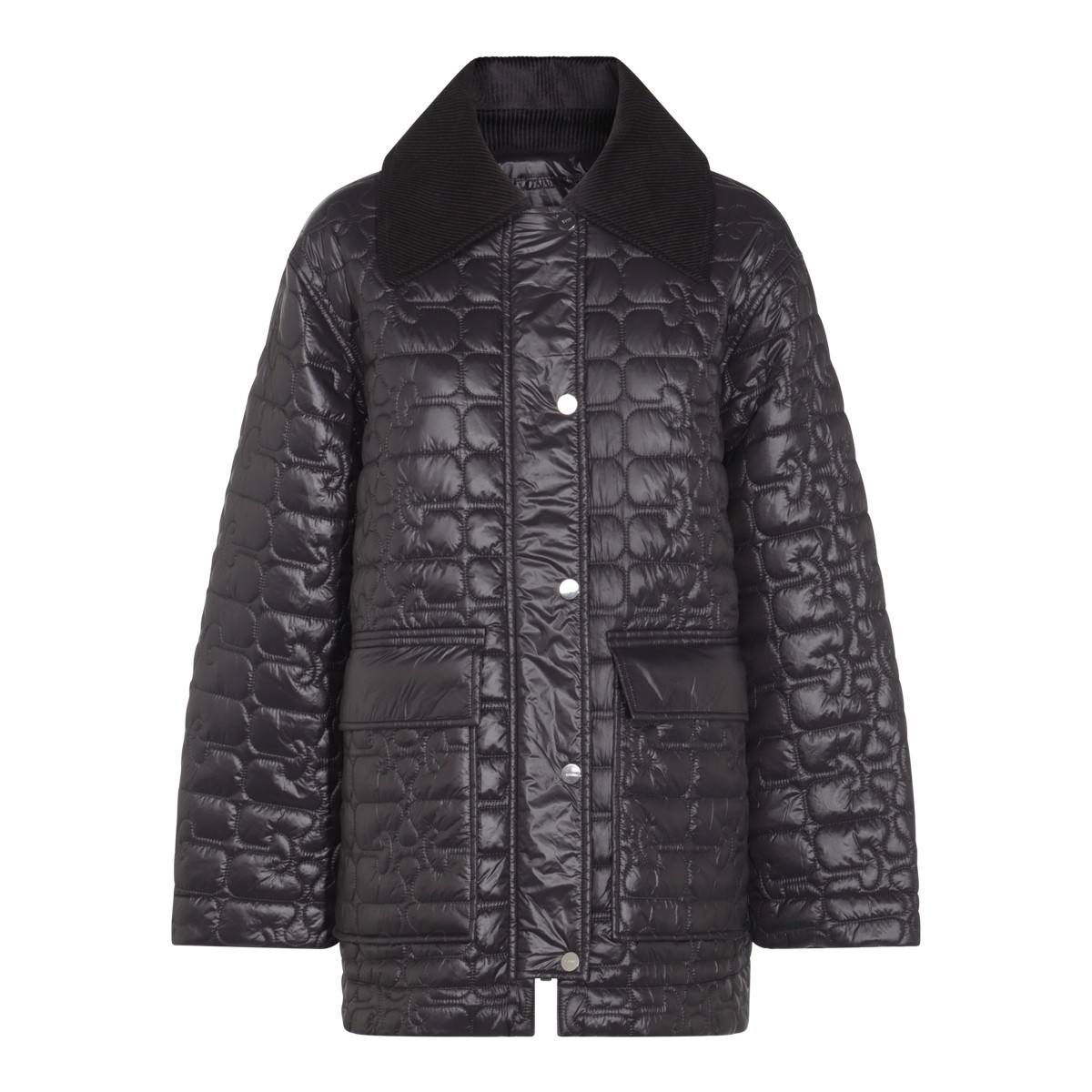 BLACK SHINY QUILT COAT