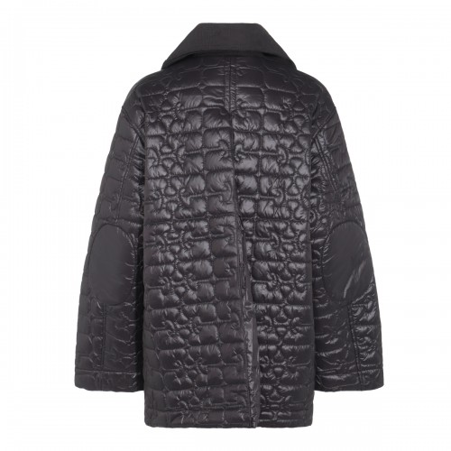 BLACK SHINY QUILT COAT 2