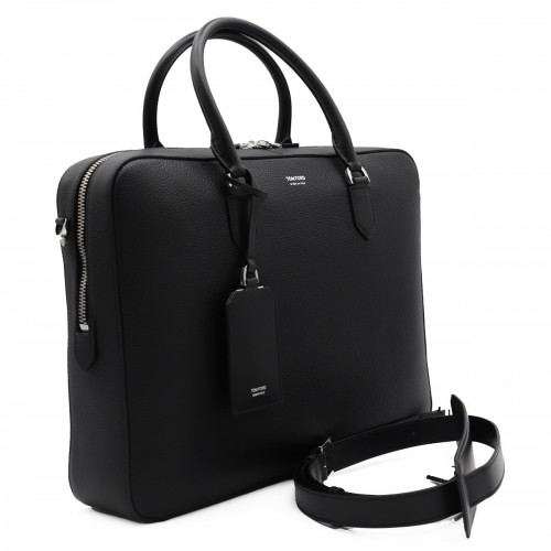 BLACK LEATHER ELLIOT SHOULDER BAG
