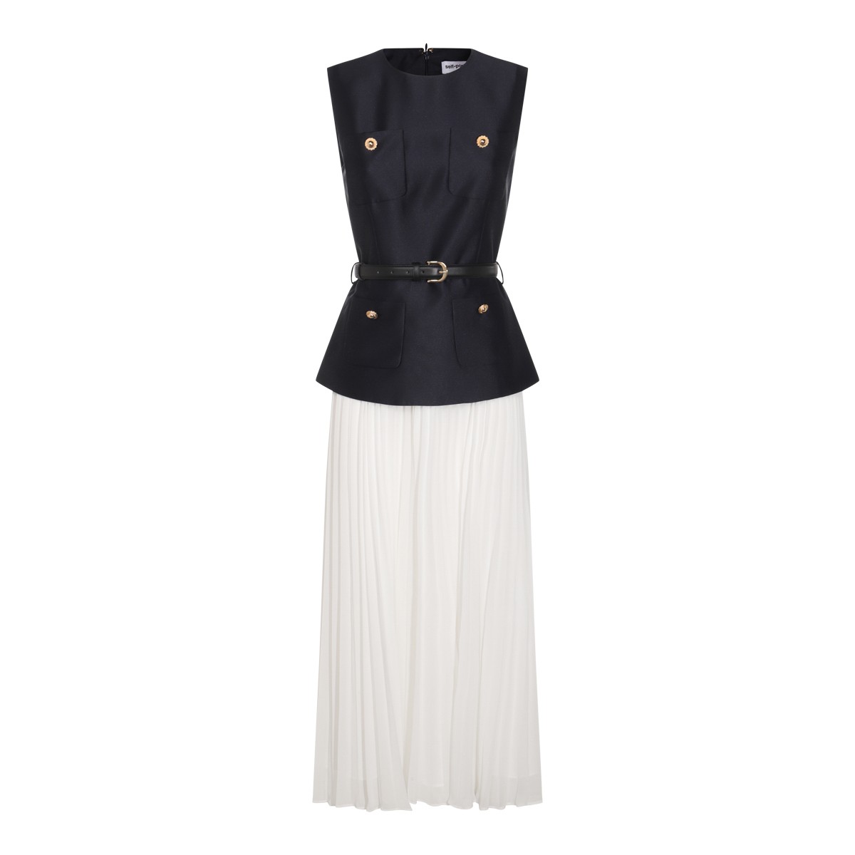 WHITE AND BLUE MIDI DRESS