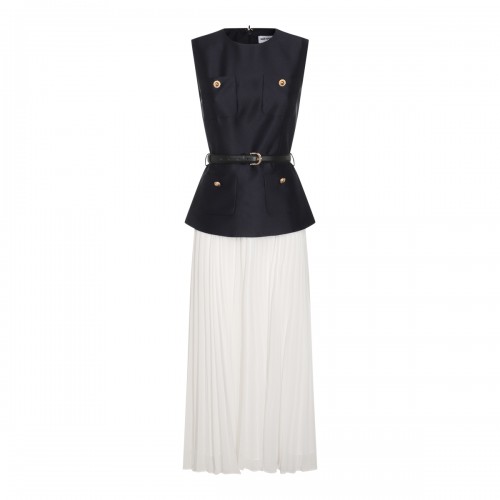 WHITE AND BLUE MIDI DRESS