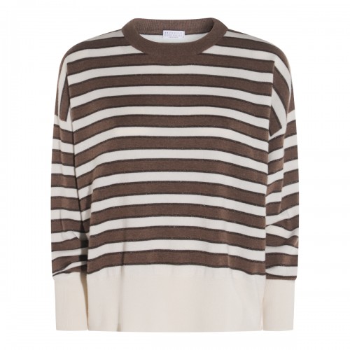 BROWN AND BEIGE WOOL KNITWEAR