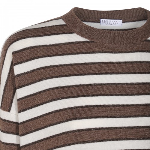BROWN AND BEIGE WOOL KNITWEAR
