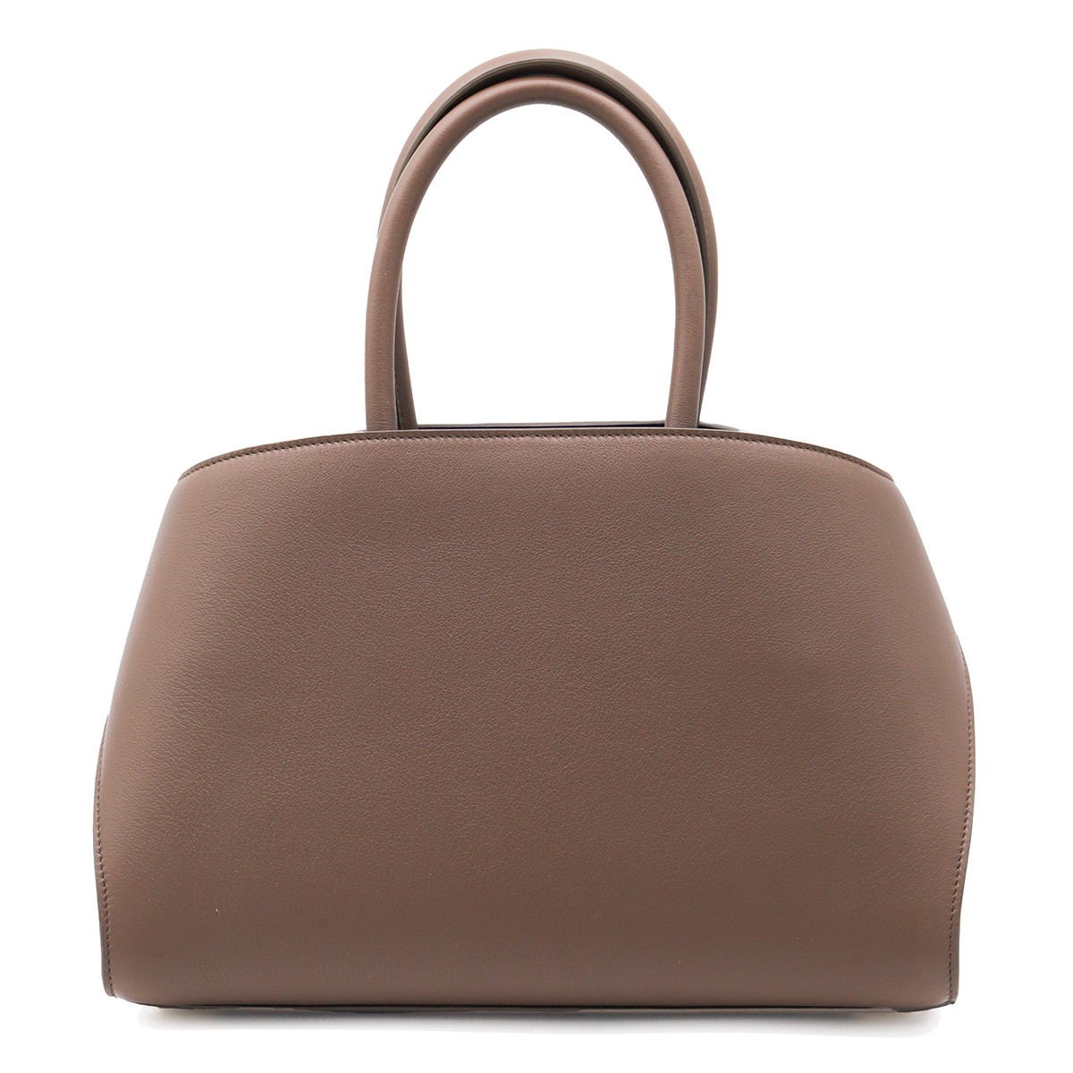 BROWN LEATHER HUG TOP HANDLE BAG