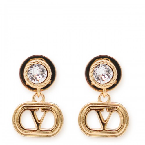 GOLD AND CRYSTAL METAL EARRINGS