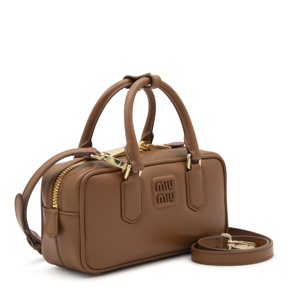 BROWN LEATHER ARCADIE CROSSBODY BAG