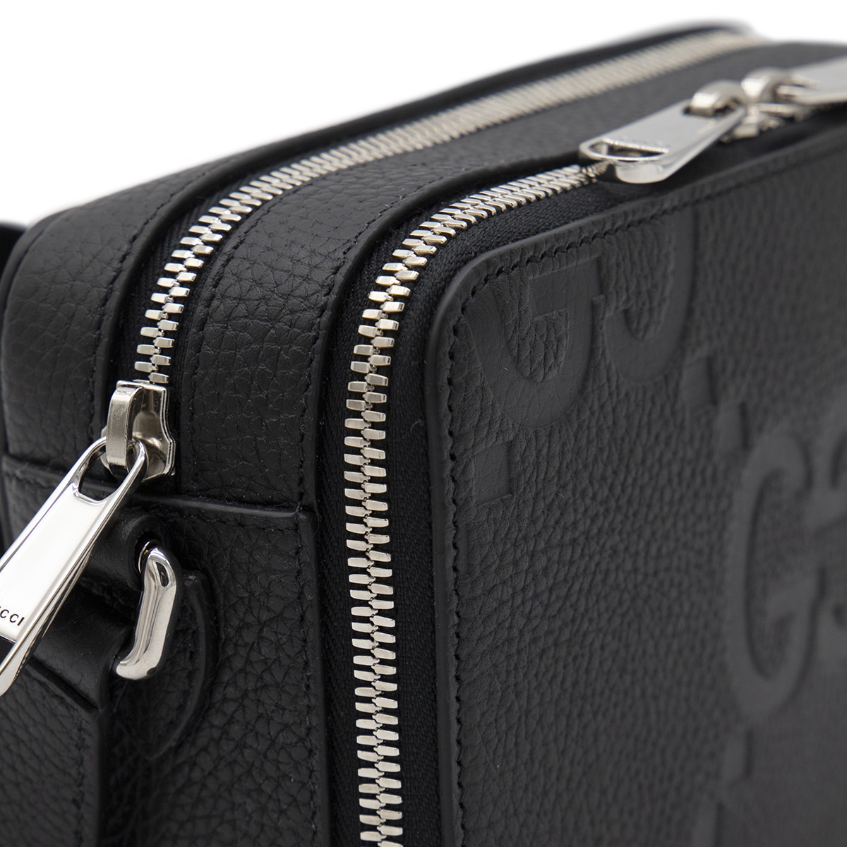 BLACK LEATHER JUMBO GG MINI BAG