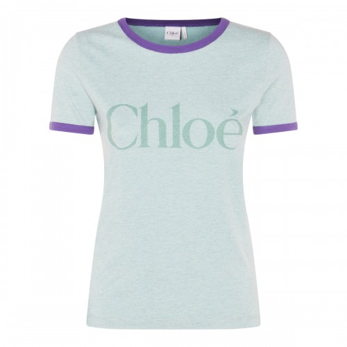 GREEN AND PURPLE COTTON T-SHIRT