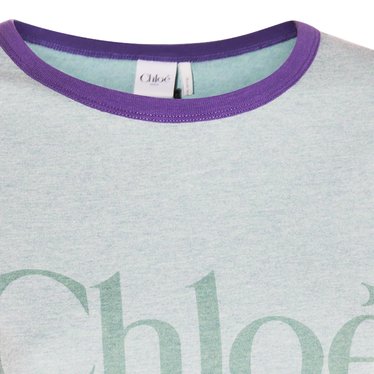 GREEN AND PURPLE COTTON T-SHIRT