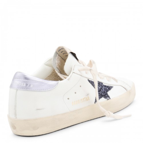 WHITE BLACK AND LILAC LEATHER SUPER STAR SNEAKERS