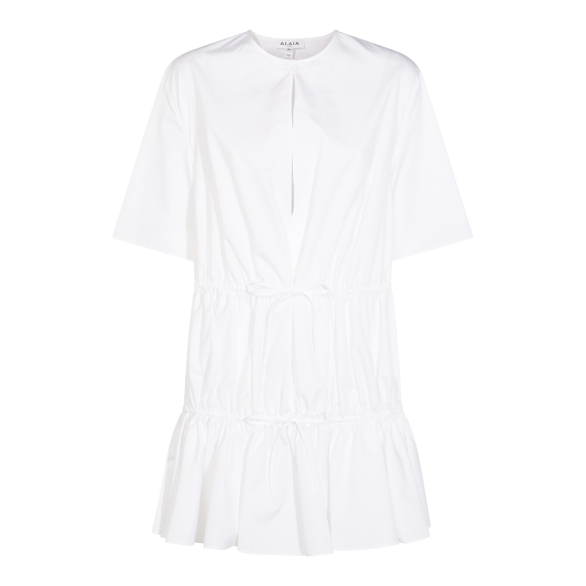WHITE COTTON MINI DRESS