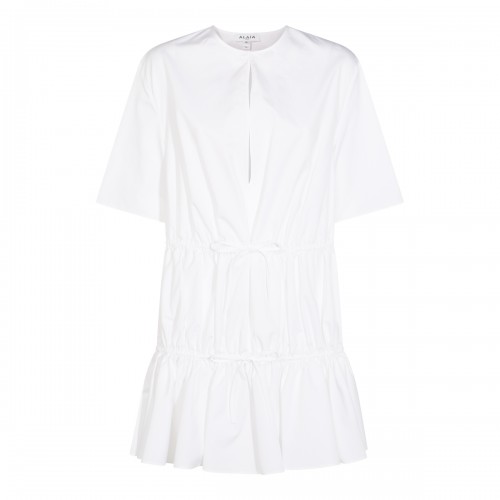WHITE COTTON MINI DRESS