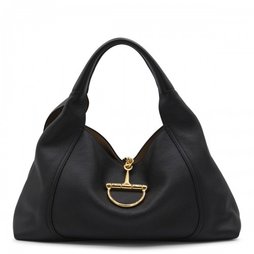 BLACK LEATHER SOFTBIT MAXI TOTES