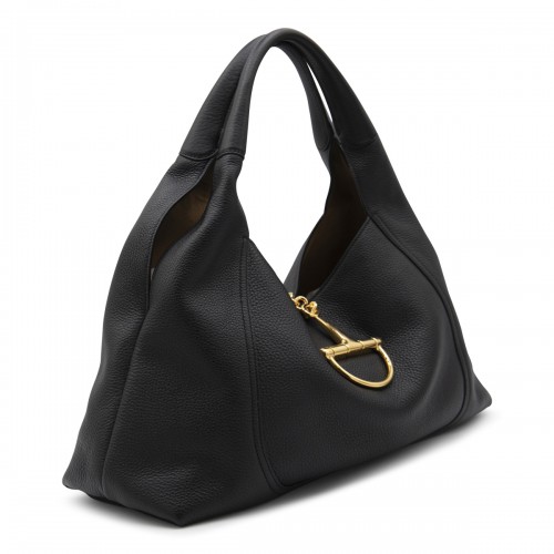 BLACK LEATHER SOFTBIT MAXI TOTES