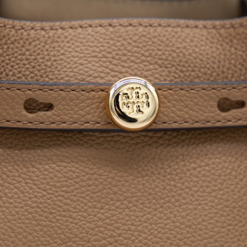 BROWN LEATHER ROMY BUCKET BAG