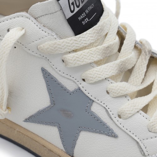 WHITE AND LIGHT BLUE LEATHER BALL STAR SNEAKERS