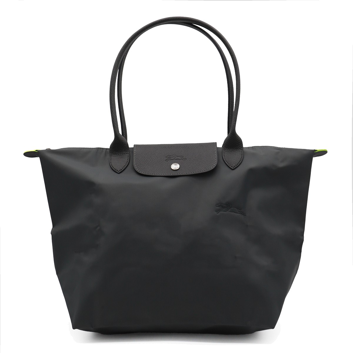 BLACK LEATHER LE PLIAGE ORIGINAL L TOTES