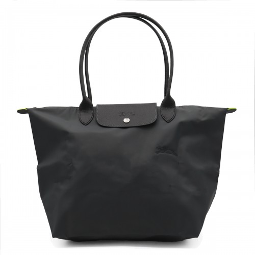BLACK LEATHER LE PLIAGE ORIGINAL L TOTES