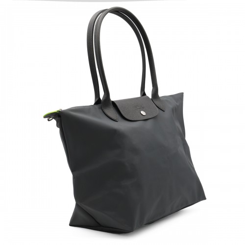 BLACK LEATHER LE PLIAGE ORIGINAL L TOTES