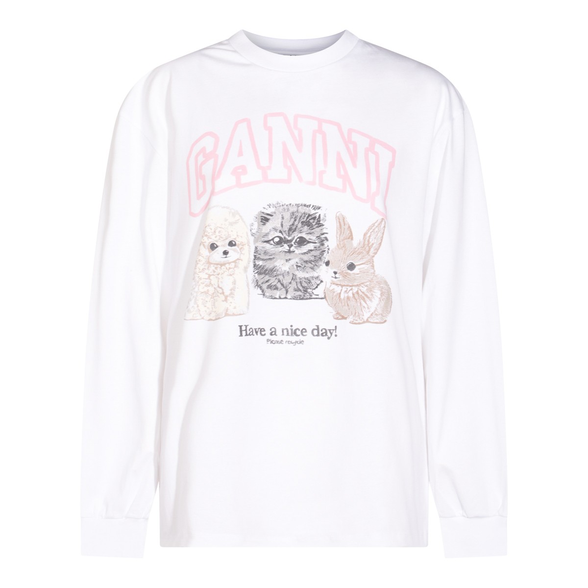 WHITE COTTON SWEATSHIRT