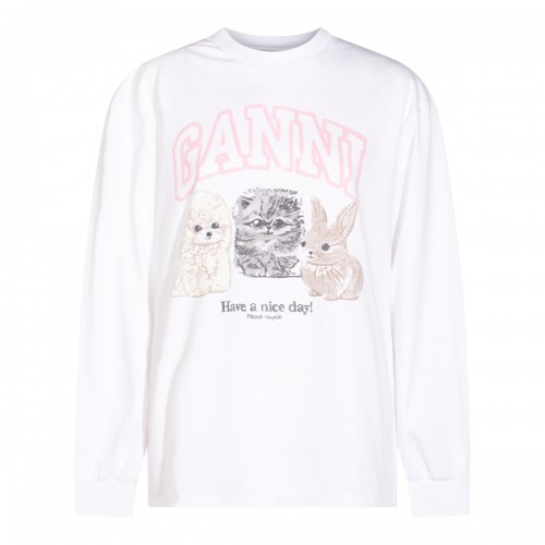 WHITE COTTON SWEATSHIRT