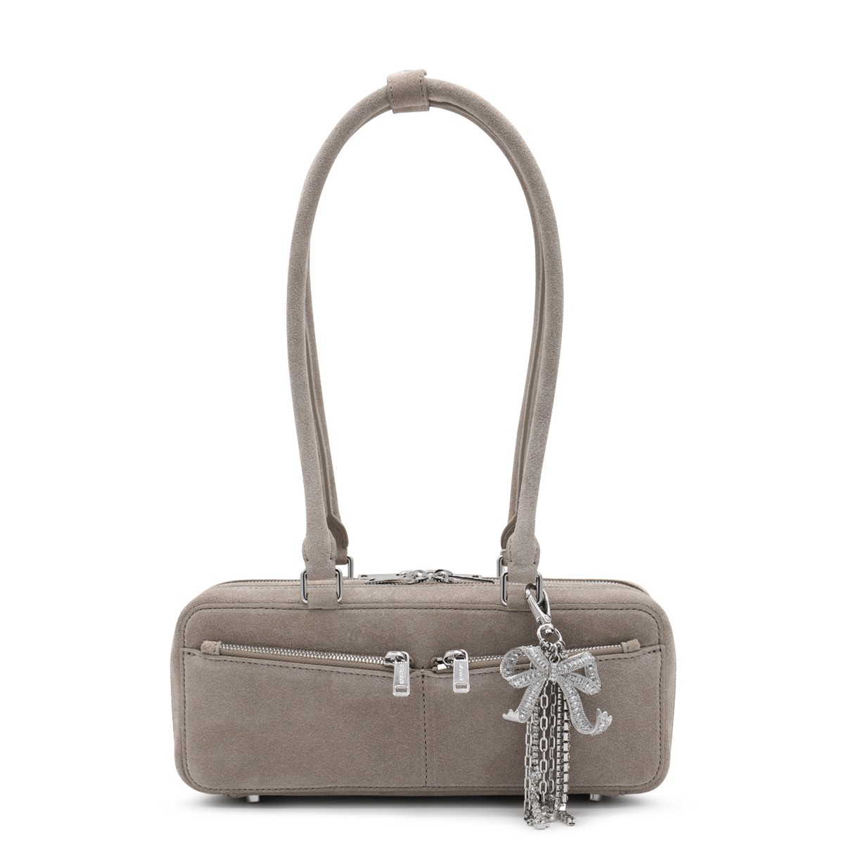 GREY SUEDE TOP HANDLE BAG