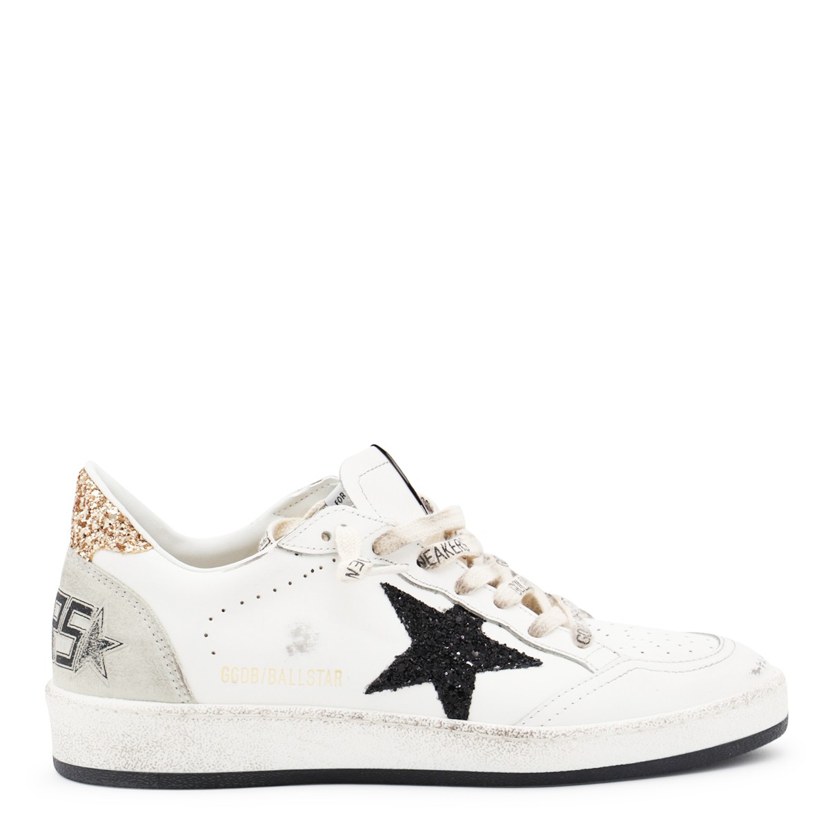 WHITE AND GOLD LEATHER BALL STAR SNEAKERS
