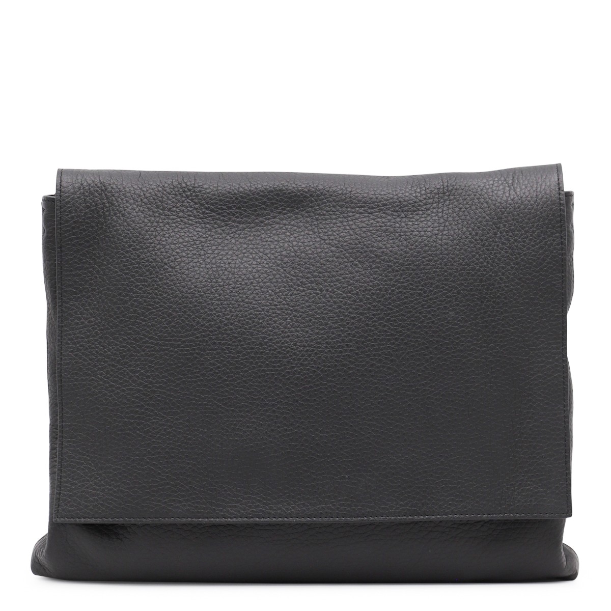 BLACK LEATHER NAN MESSANGER SHOULDER BAG