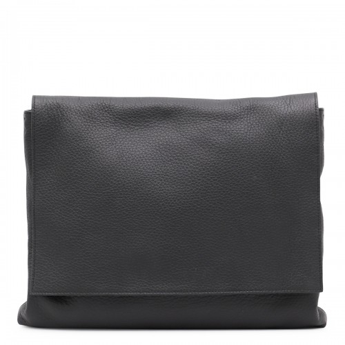 BLACK LEATHER NAN MESSANGER SHOULDER BAG