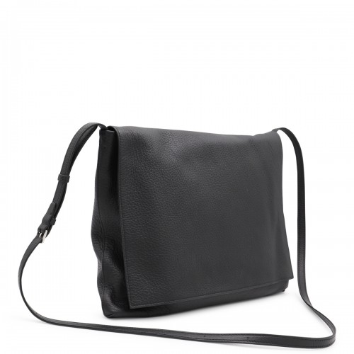 BLACK LEATHER NAN MESSANGER SHOULDER BAG