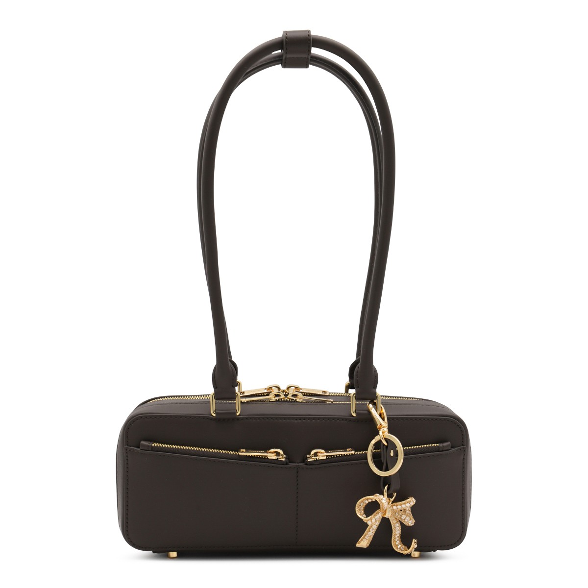 BROWN LEATHER TOP HANDLE BAG