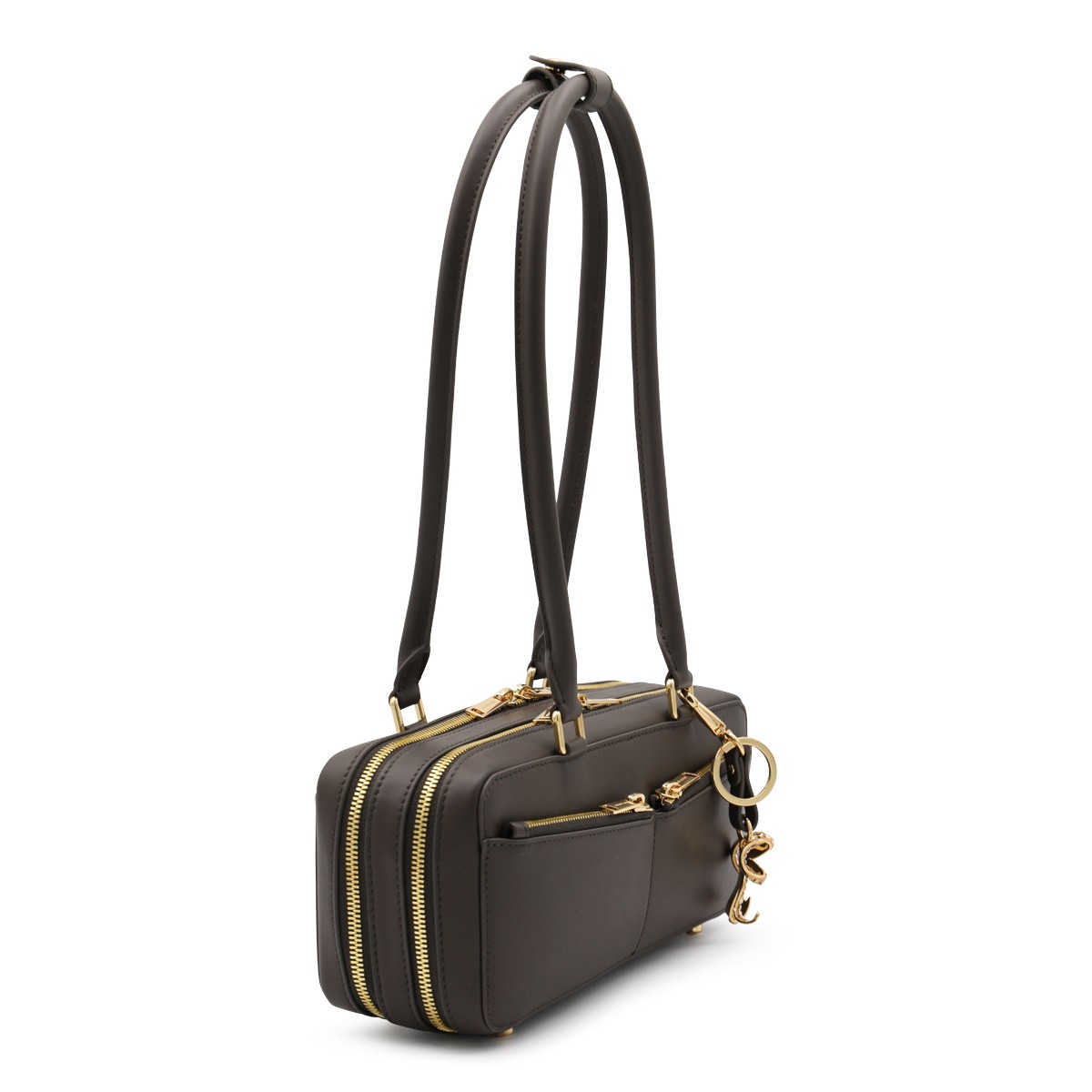 BROWN LEATHER TOP HANDLE BAG