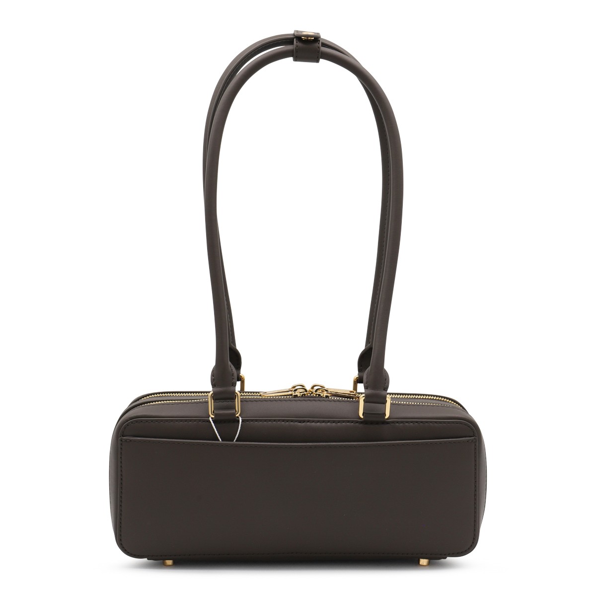 BROWN LEATHER TOP HANDLE BAG