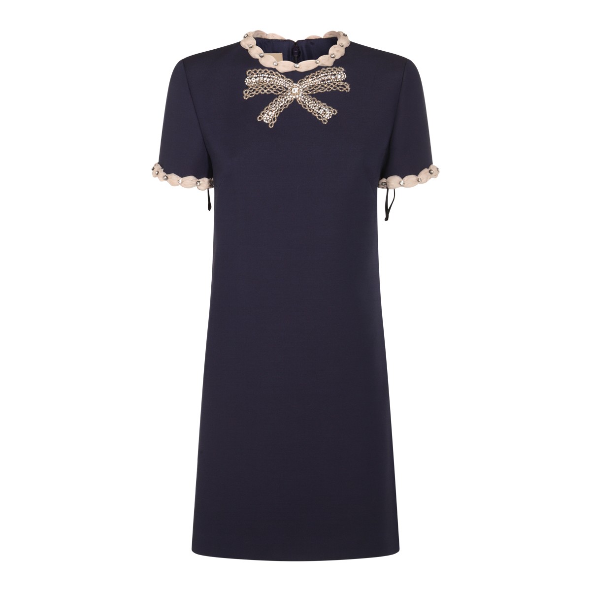 BLUE WOOL MINI DRESS