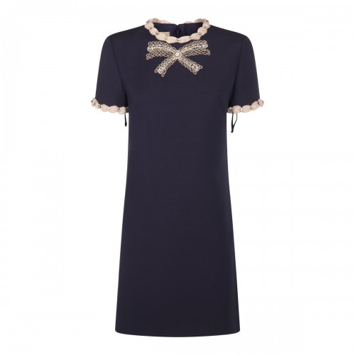 BLUE WOOL MINI DRESS