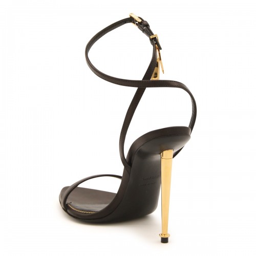BLACK LEATHER PADLOCK SANDALS