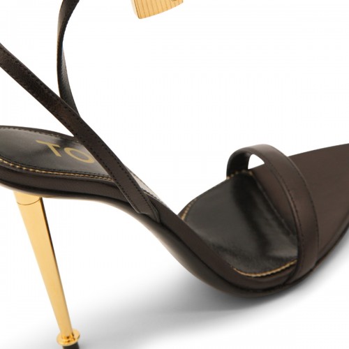 BLACK LEATHER PADLOCK SANDALS