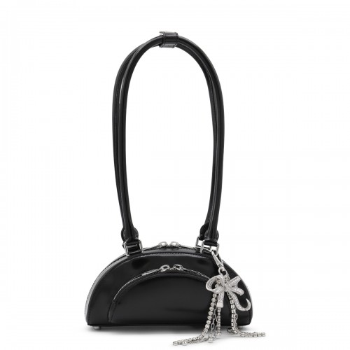 BLACK LEATHER MINI TOP HANDLE BAG