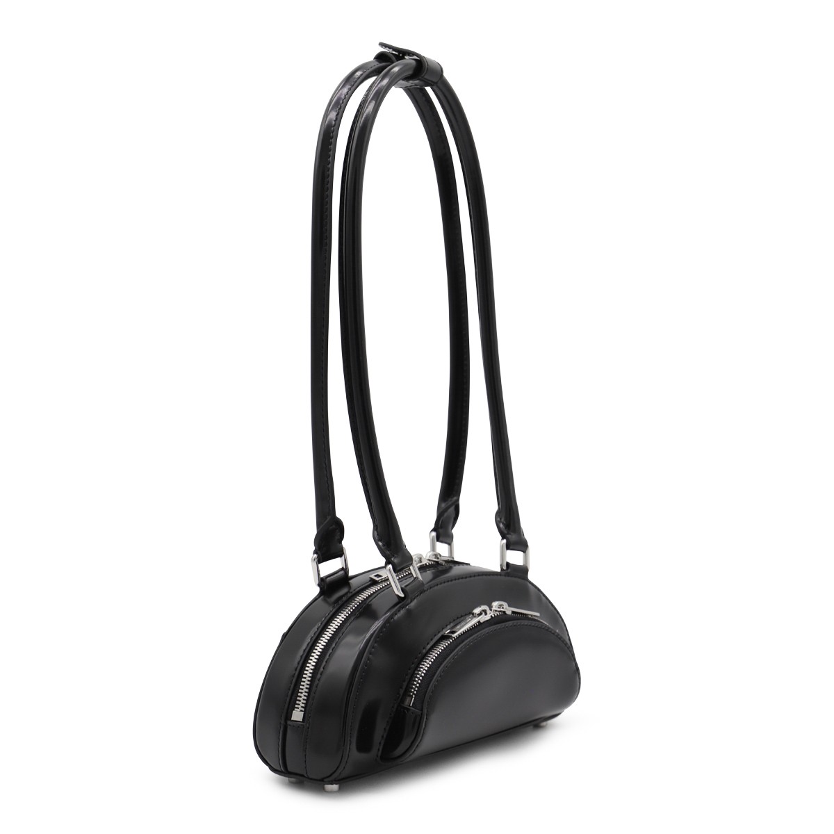 BLACK LEATHER MINI TOP HANDLE BAG