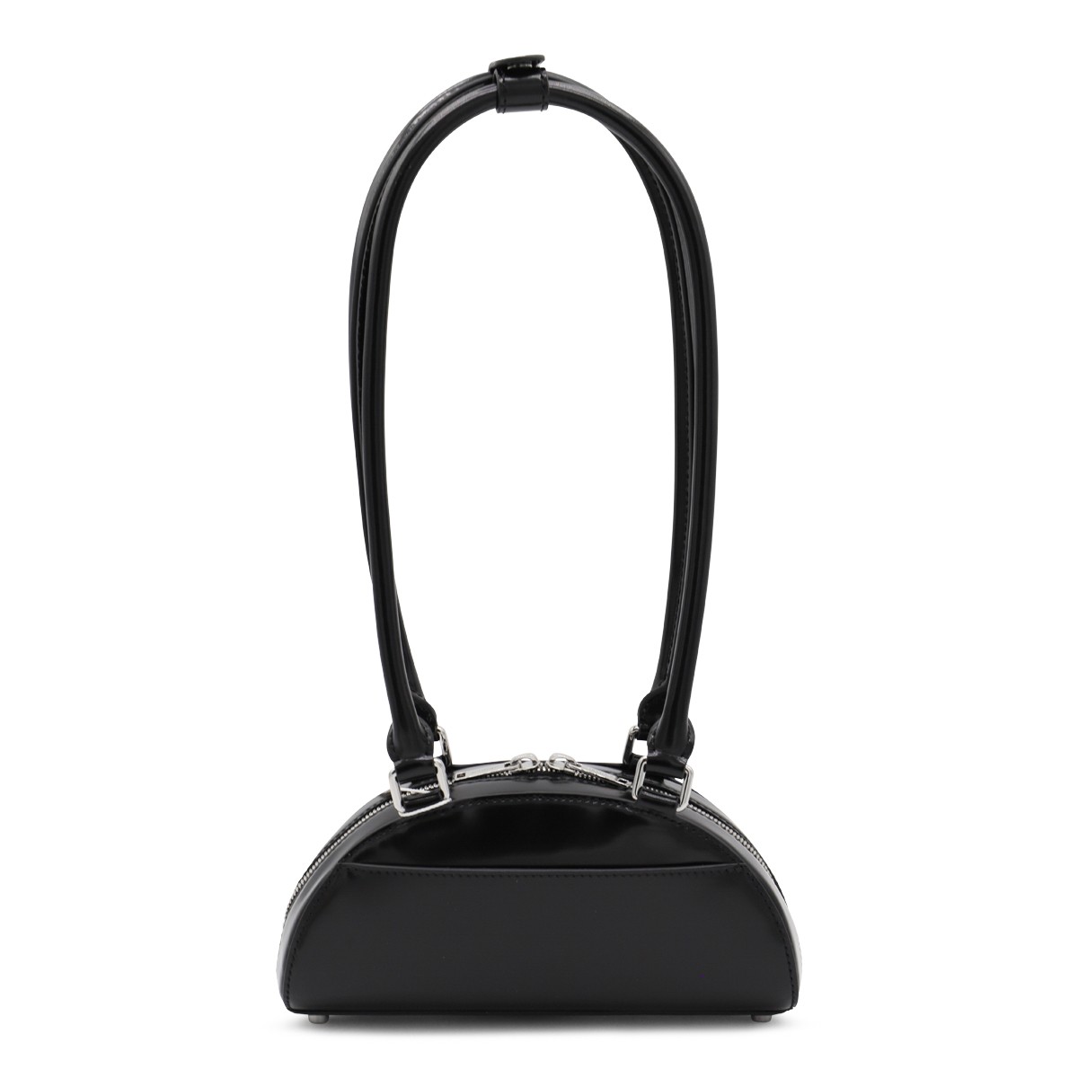 BLACK LEATHER MINI TOP HANDLE BAG