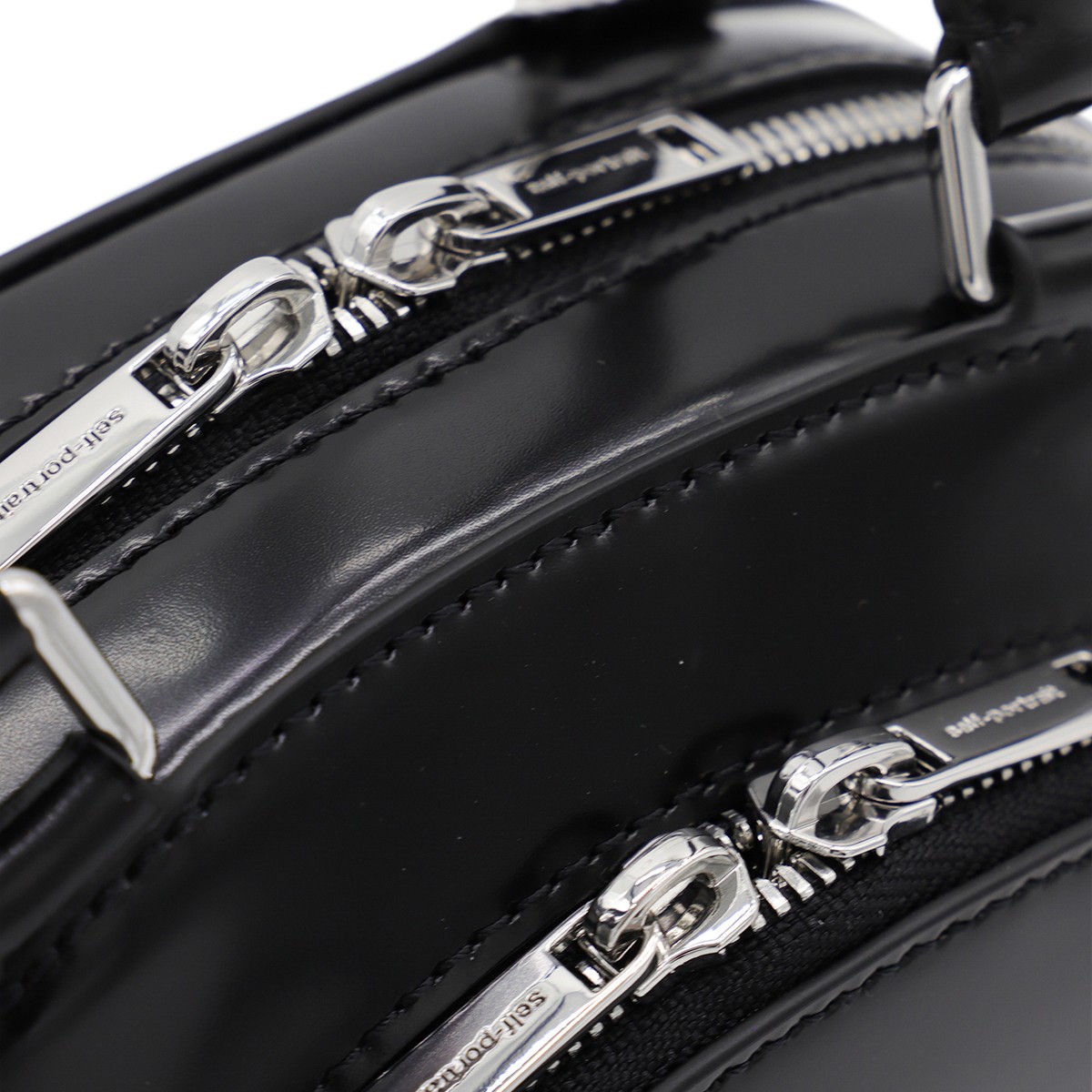 BLACK LEATHER MINI TOP HANDLE BAG