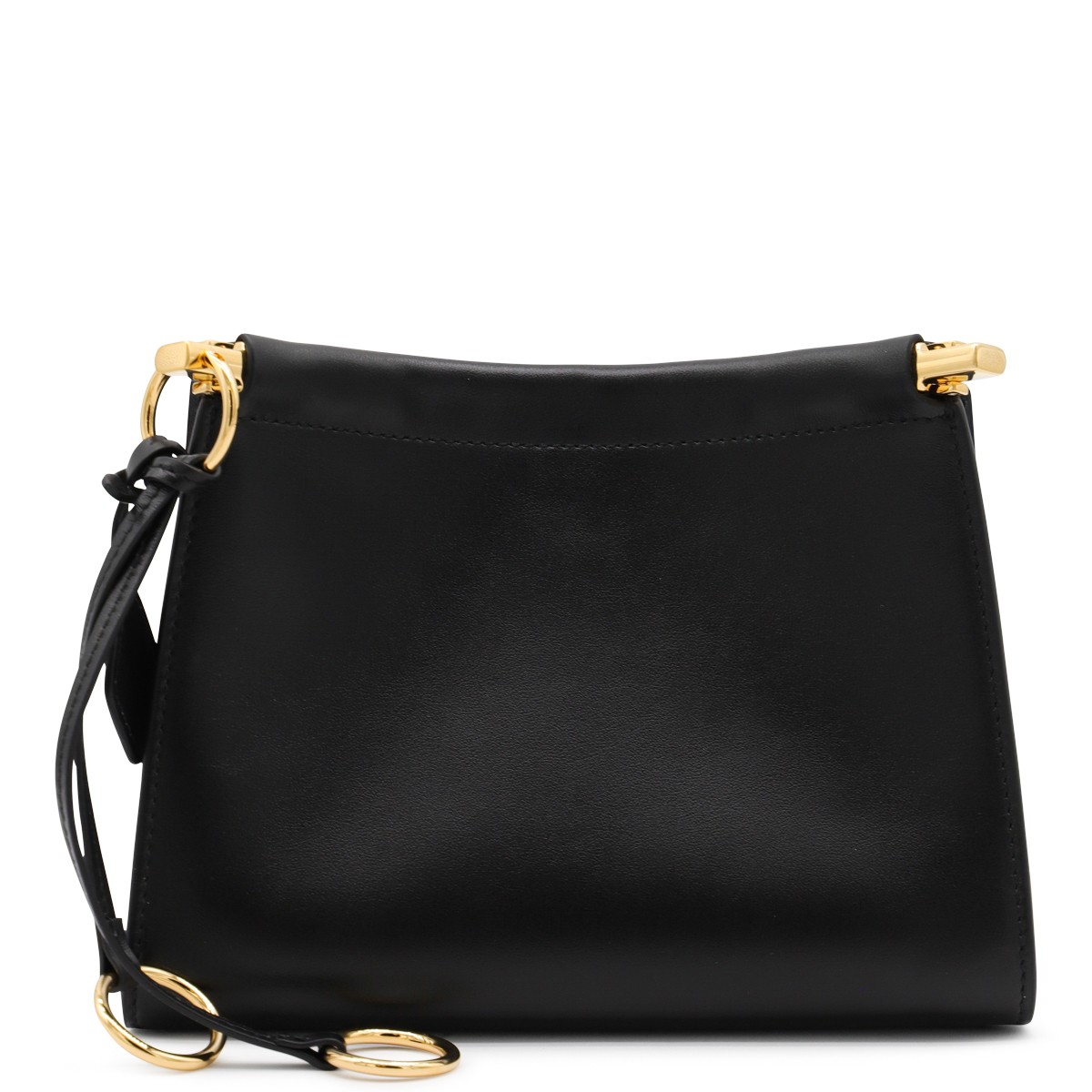 BLACK LEATHER SMALL SQUARE CROSSBODY BAG
