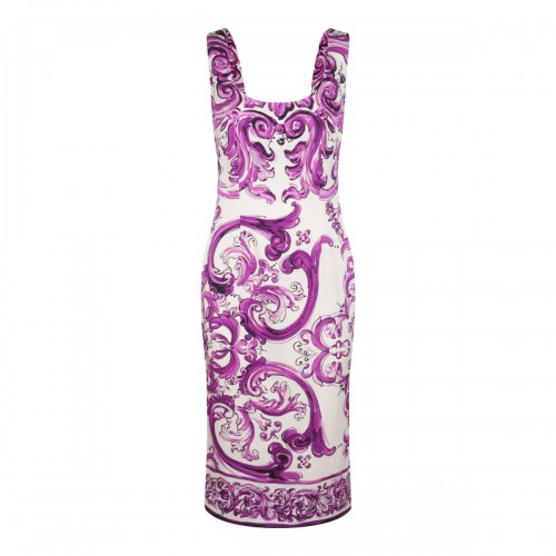 WHITE AND PURPLE SILK DRESS