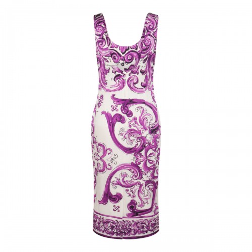 WHITE AND PURPLE SILK DRESS
