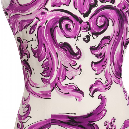 WHITE AND PURPLE SILK DRESS