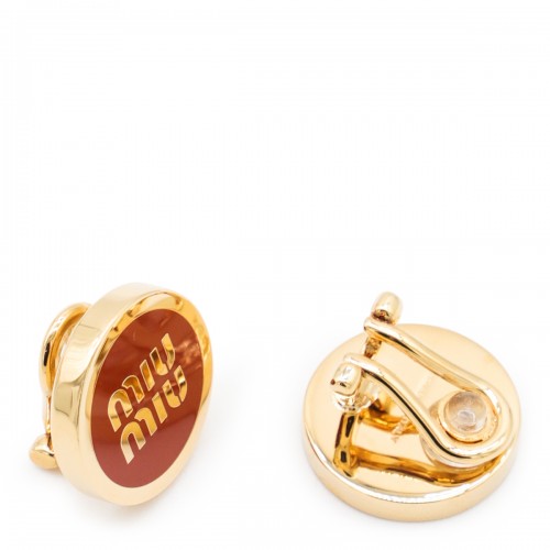 BROWN AND GOLD METAL EARRINGS