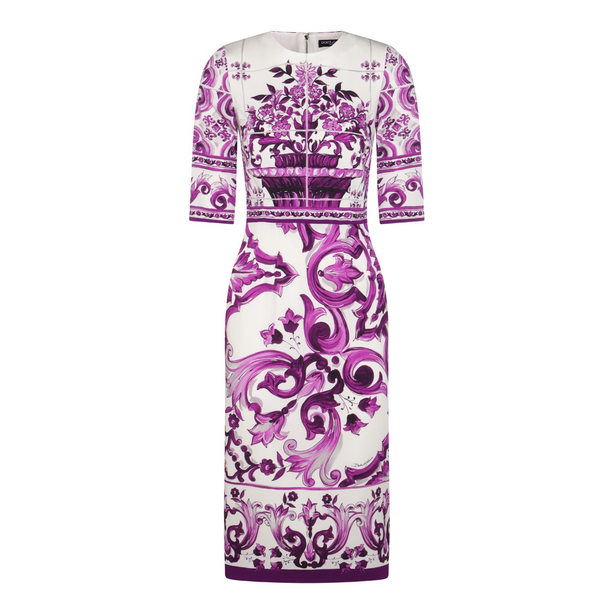 WHITE AND PURPLE SILK DRESS