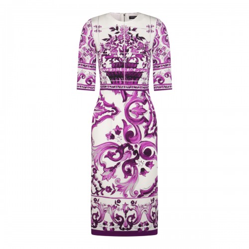 WHITE AND PURPLE SILK DRESS