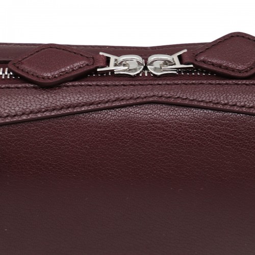 DARK RED LEATHER TECKEL MEDIUM SHOULDER BAG