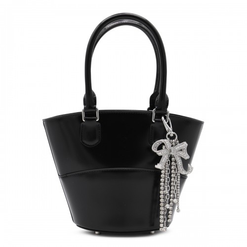 BLACK LEATHER TOP HANDLE BAG